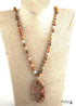 Boho Necklace, RH Rose Quart Amazonite, Oval Blue White Black Natural Stone